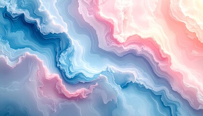Abstract Swirls of Pastel Blue and Pink Gradient - Ethereal Marble Texture Background