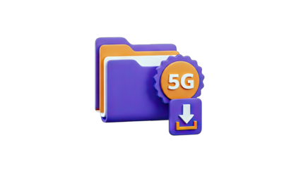 5G Download Icon with Folders - Data Transfer Concept