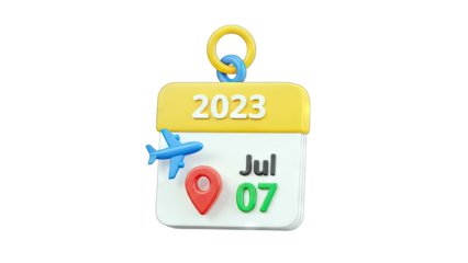 2023 Travel Calendar with Airplane and Location Pin