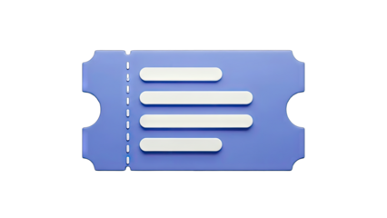 3D Ticket Illustration on White Background