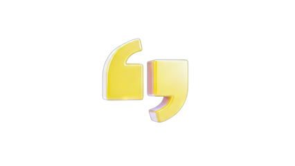 3D Yellow Quotation Marks on White Background
