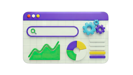 3D Website Interface with Data Analysis Elements