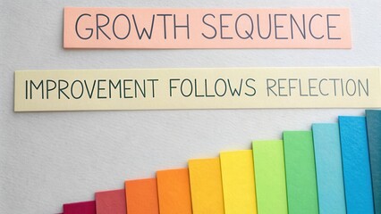 Colorful Growth Sequence with Inspirational Message on Improvement and Reflection for Personal Development and Motivation