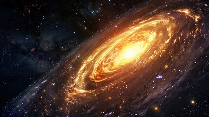Vibrant spiral galaxy with bright core and swirling arms in deep space
