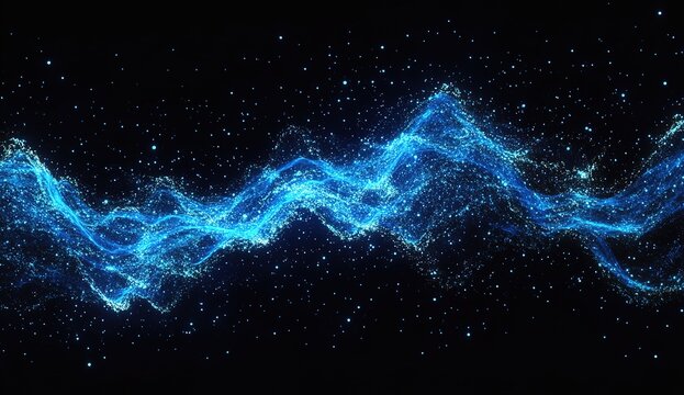 Abstract blue lines on a black background with a light effect. Blue glow and rays of neon lights on a dark backdrop. Vector illustration. Abstract, banner, beautiful, beauty, bright, close-up - Powered by Adobe