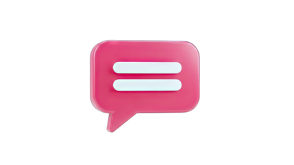 3D Pink Chat Bubble Icon on White Background