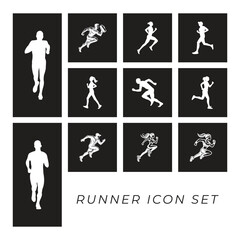 Running men and women set logo template