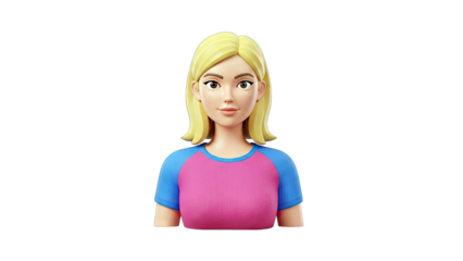 3D Render of a Woman in a Pink and Blue Shirt