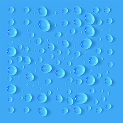 Realistic Water Drop Background with Transparent Droplets, Moisture Condensation, Splash Texture, Dew and Raindrop Effect for Clean Liquid Design
