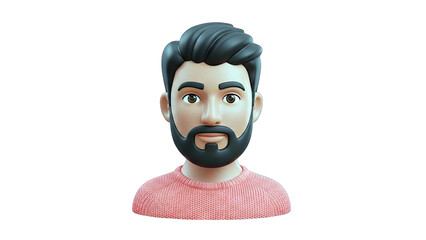 3D Rendered Man with Beard and Pink Sweater