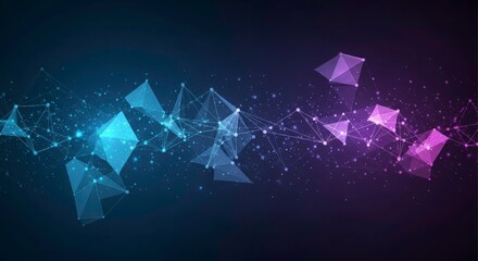 Network of Abstract Nodes: A mesmerizing digital tapestry of interconnected nodes and lines in gradient color scheme, evoking the intricate web of information and communication.