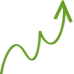 Abstract Green Arrow Representing Growth and Progress on a Transparent Background