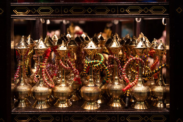 Shisha or hookah on shelf in gift shop