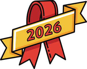 Anticipate the festive spirit of Christmas 2026 with this vibrant ribbon banner, symbolizing future celebrations, achievements, and upcoming joyful events