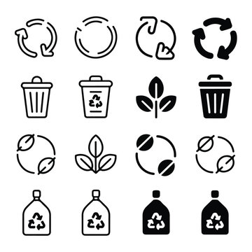  Recycling & Environment Vector Icon Set (Outline & Solid)