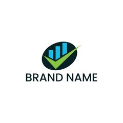 Performance Verified Checkmark Bar Chart Logo Concept, Oval Performance Growth and Success Icon