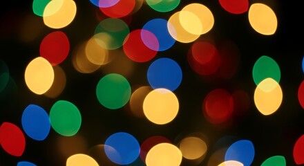 A vibrant background with out-of-focus, circular lights in various colors red, yellow, green, and blue, against a dark background