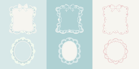 A collection of pastel frames adorned with delicate bow and lace details