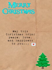 Merry Christmas greeting poster illustration with festive text message, winter holiday background and seasonal celebration design