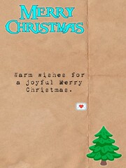 Merry Christmas greeting poster illustration with festive text message, winter holiday background and seasonal celebration design