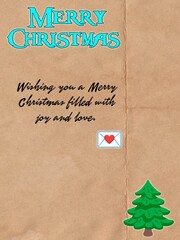 Merry Christmas greeting poster illustration with festive text message, winter holiday background and seasonal celebration design