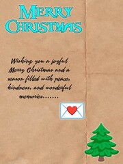 Merry Christmas greeting poster illustration with festive text message, winter holiday background and seasonal celebration design