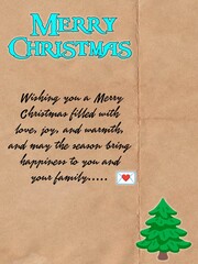 Merry Christmas greeting poster illustration with festive text message, winter holiday background and seasonal celebration design