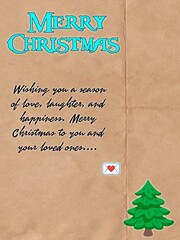 Merry Christmas greeting poster illustration with festive text message, winter holiday background and seasonal celebration design