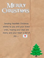 Merry Christmas greeting poster illustration with festive text message, winter holiday background and seasonal celebration design
