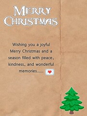 Merry Christmas greeting poster illustration with festive text message, winter holiday background and seasonal celebration design