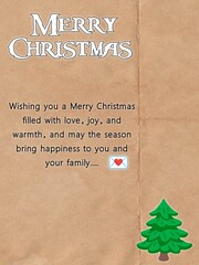 Merry Christmas greeting poster illustration with festive text message, winter holiday background and seasonal celebration design