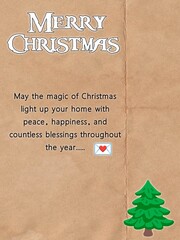 Merry Christmas greeting poster illustration with festive text message, winter holiday background and seasonal celebration design