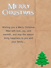 Merry Christmas greeting poster illustration with festive text message, winter holiday background and seasonal celebration design