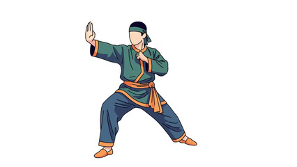 Traditional Martial Arts Practitioner Performing Defensive Stance