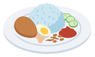 Nasi lemak fatty rice with fried chicken