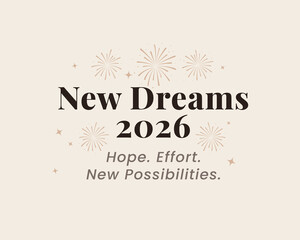 Obraz premium minimal 2026 new year greeting card design