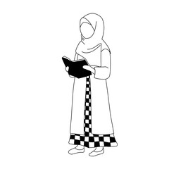 Hijabi Woman Reading a Book