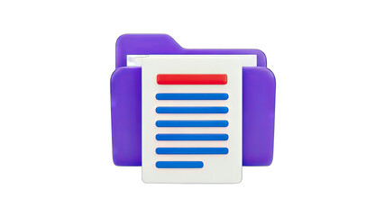 3D Folder with Document: Digital Information Concept