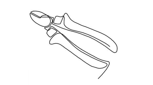 continuous line animation of cutting plier