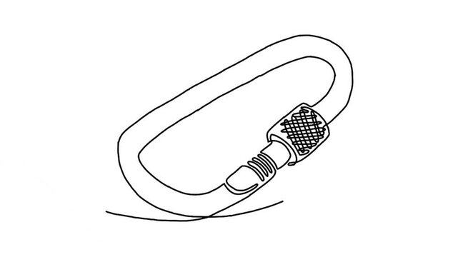 Continuous line animation of carabiner spring snap link