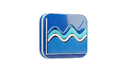 3D Chart Icon on Blue Square - Business Concept