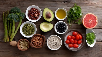Nutrition-focused food photography healthy ingredient prep in a rustic kitchen setting