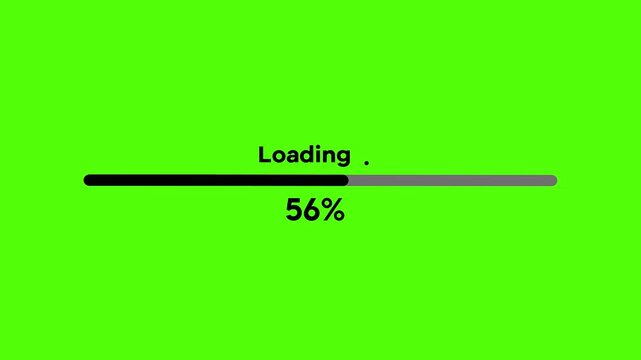 Progress Indicator: A loading bar displaying 56% progress, set against a vibrant green backdrop, representing the concept of ongoing computation and completion.