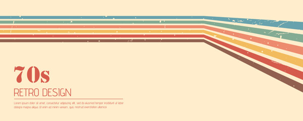 Stripe rainbow groovy. Artistic vintage poster with bold wavy lines and abstract motifs. Retro or modern interior decor. Vector illustration.