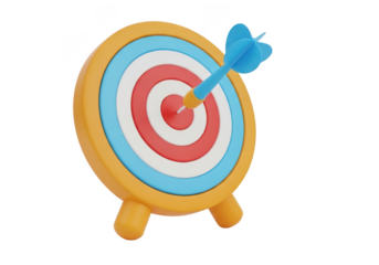 Vibrant dartboard with blue dart hitting target