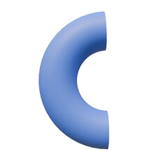 A curved, light blue, cylindrical segment stands vertically, resembling a pipe bend, with soft lighting and a smooth, matte surface against a white background.
