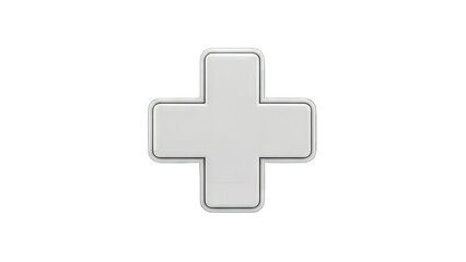 3D Medical Cross Icon on White Background