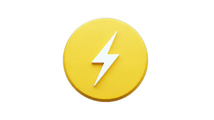 3D Lightning Bolt on Yellow Circle - Energy Concept