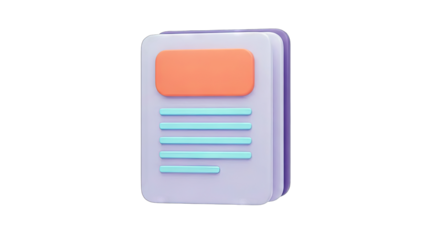 3D Rendered Document with Orange Header and Lines