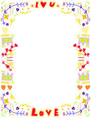 Elegance Victorian Red Heart Frames Drawings with bow and ribbons in vintage coquette girly style. Hand-drawn baroque line borders for Valentine's Day cards, Wedding invitations	